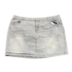 Baccini Gray Stetch Denim Distressed Mini Skirt Size 20W